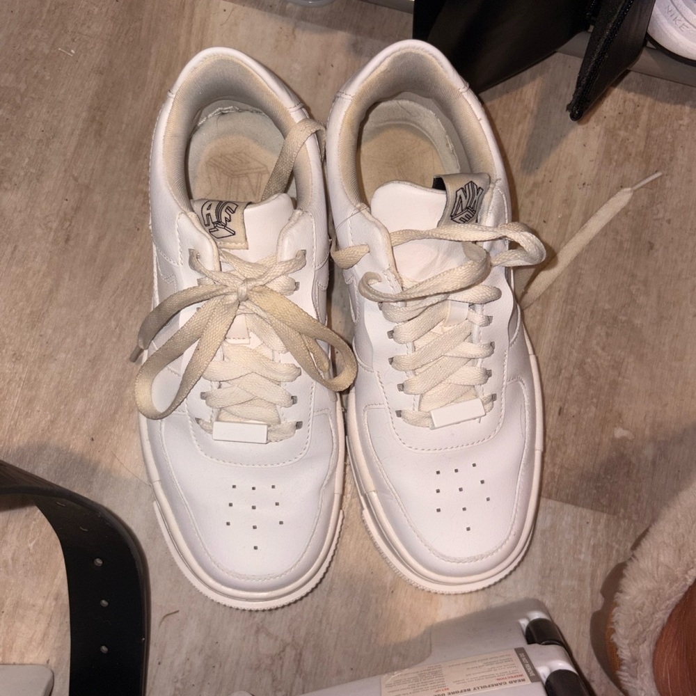 Nike White Leather Air Force Sneakers